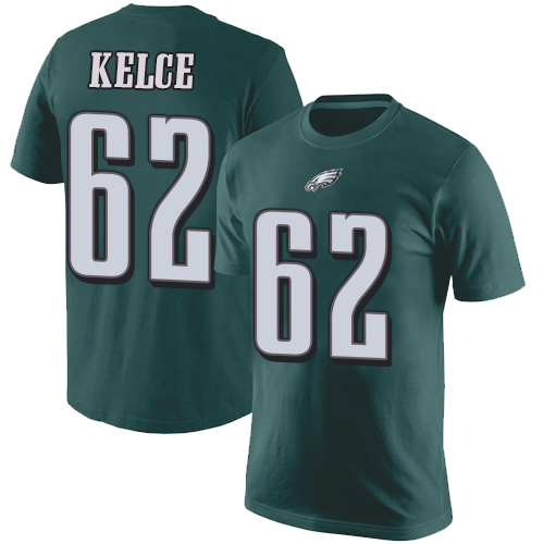 Men Philadelphia Eagles #62 Jason Kelce Green Rush Pride Name and Number NFL T Shirt->philadelphia eagles->NFL Jersey